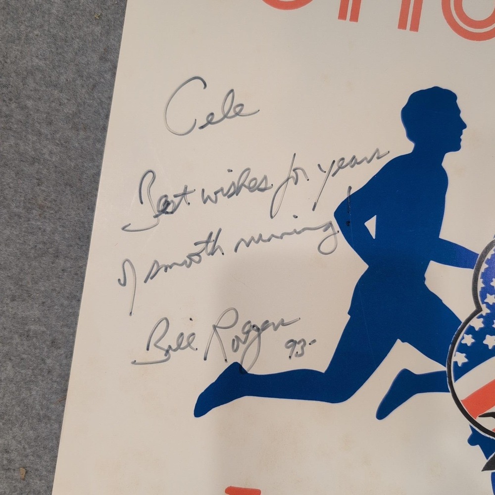 Vtg Signed Bill Rodgers '93 WZYP Cotton Row Run Poster US Olympian Huntsville AL - Picture 2 of 5